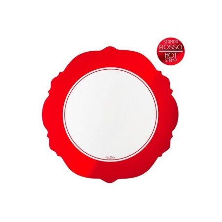 4 SOTTOPIATTI BIANCO BORDO ROSSO 33CM