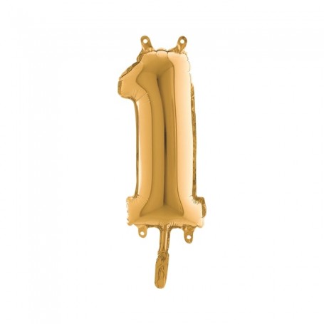 PALLONCINO MYLAR ORO 14" 36 CM NUMERO 1