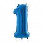 PALLONCINO MYLAR BLU 14" 36 CM NUMERO 1