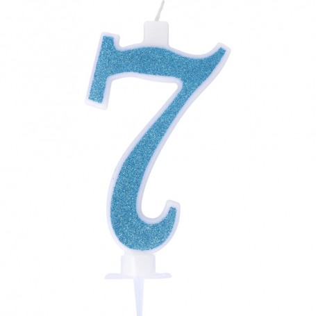 CANDELA N 7 GLITTER AZZURRO