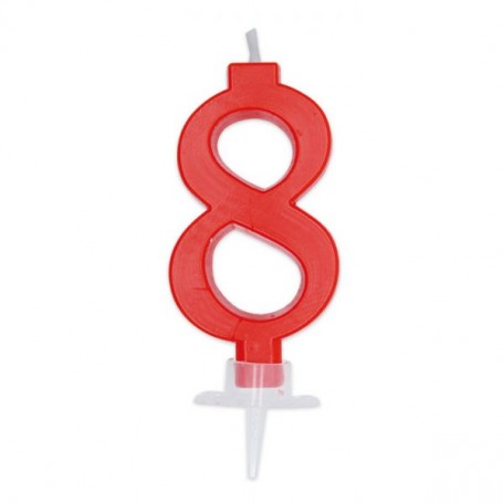 CANDELINA ITALIC ROSSA 7 CM NUMERO 8